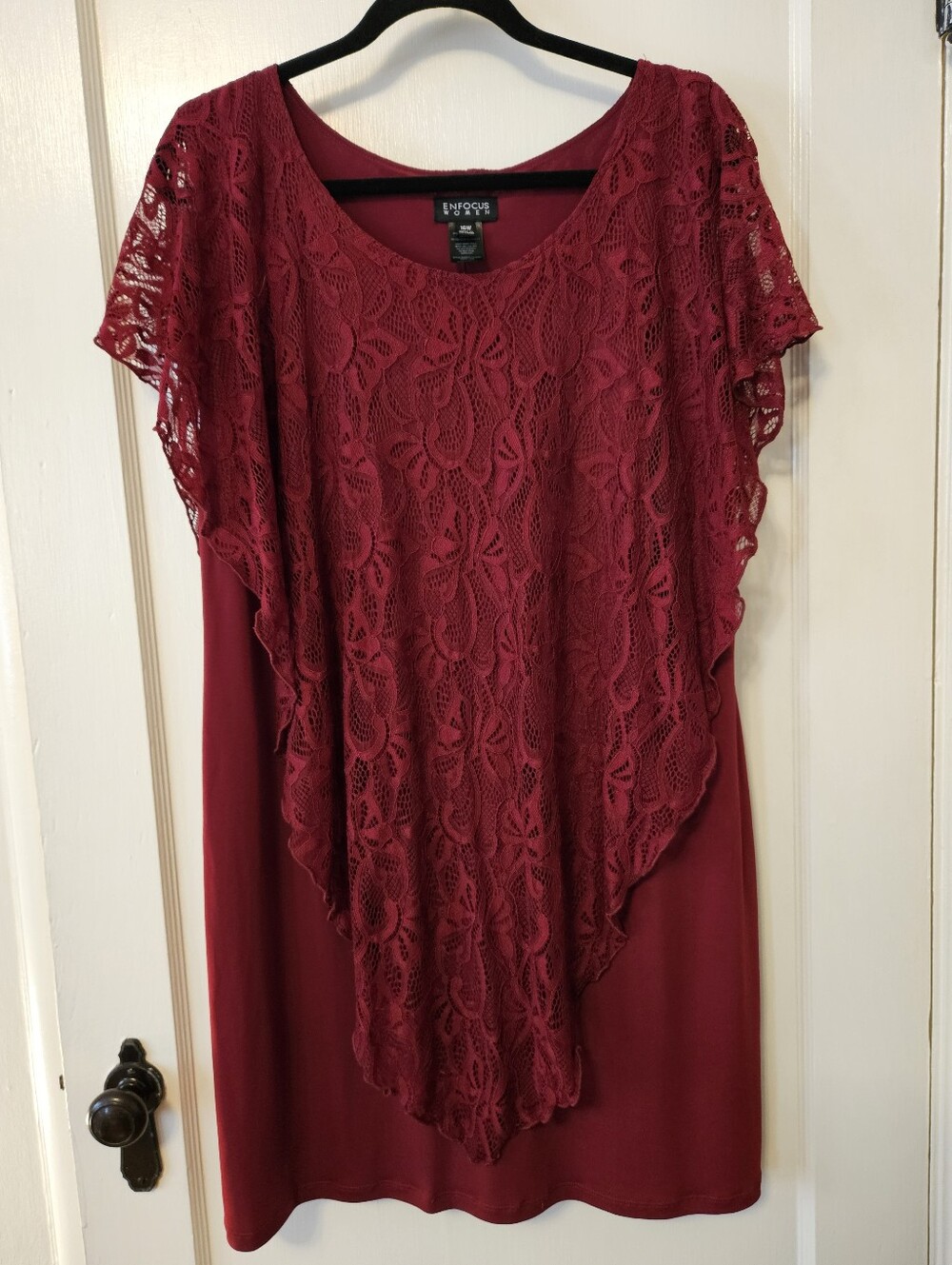 Enfocus Studio Women's Deep Berry Lace Overlay Dress